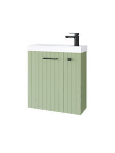 Szafka łazienkowa wisząca z umywalką 55 cm szałwia mat uchwyt czarny mat NOOK 010-SU55-08+TR41366