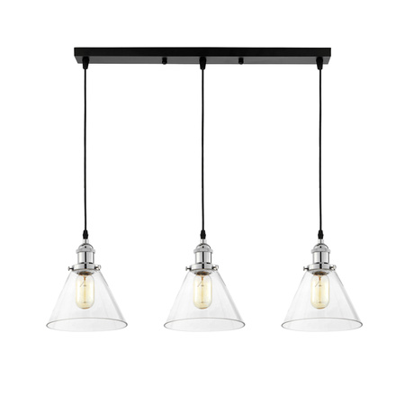 POTRÓJNA LAMPA WISZĄCA LOFT CHROMOWANA NUBI W3 PRO