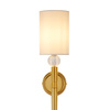 Lampa ścienna DAMA 92 cm-  złoty kinkiet z białym abażurem