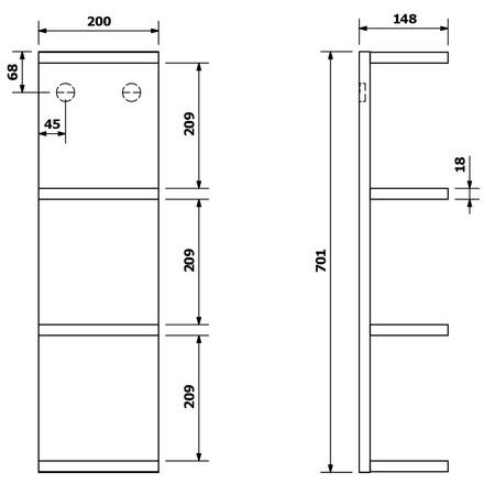 RIWA regał 20x70x15cm, sosna rustykalna