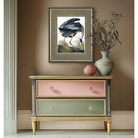 Vintage Blue Heron Small Framed Art 440x30x540mm