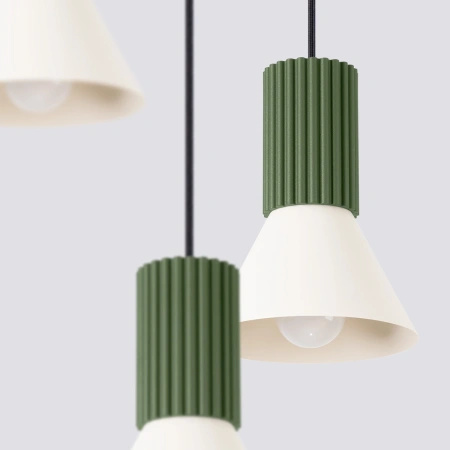 Lampa wisząca ESTRIA 3P beżowa/zielona oliwka