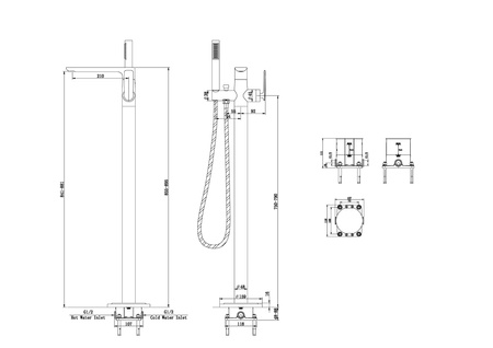 EXPERIENCE Black Bateria wannowa wolnostojąca z obrotową wylewką