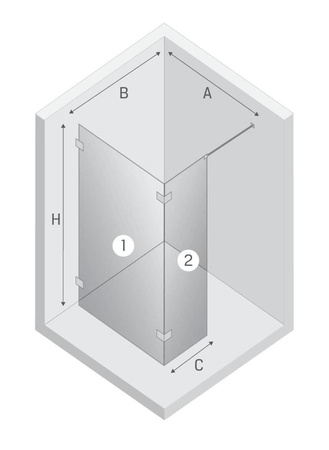 NZ2 Kabina prysznicowa EVENTA WALK-IN U 50x200 szkło czyste 8mm Active Shield 2.0