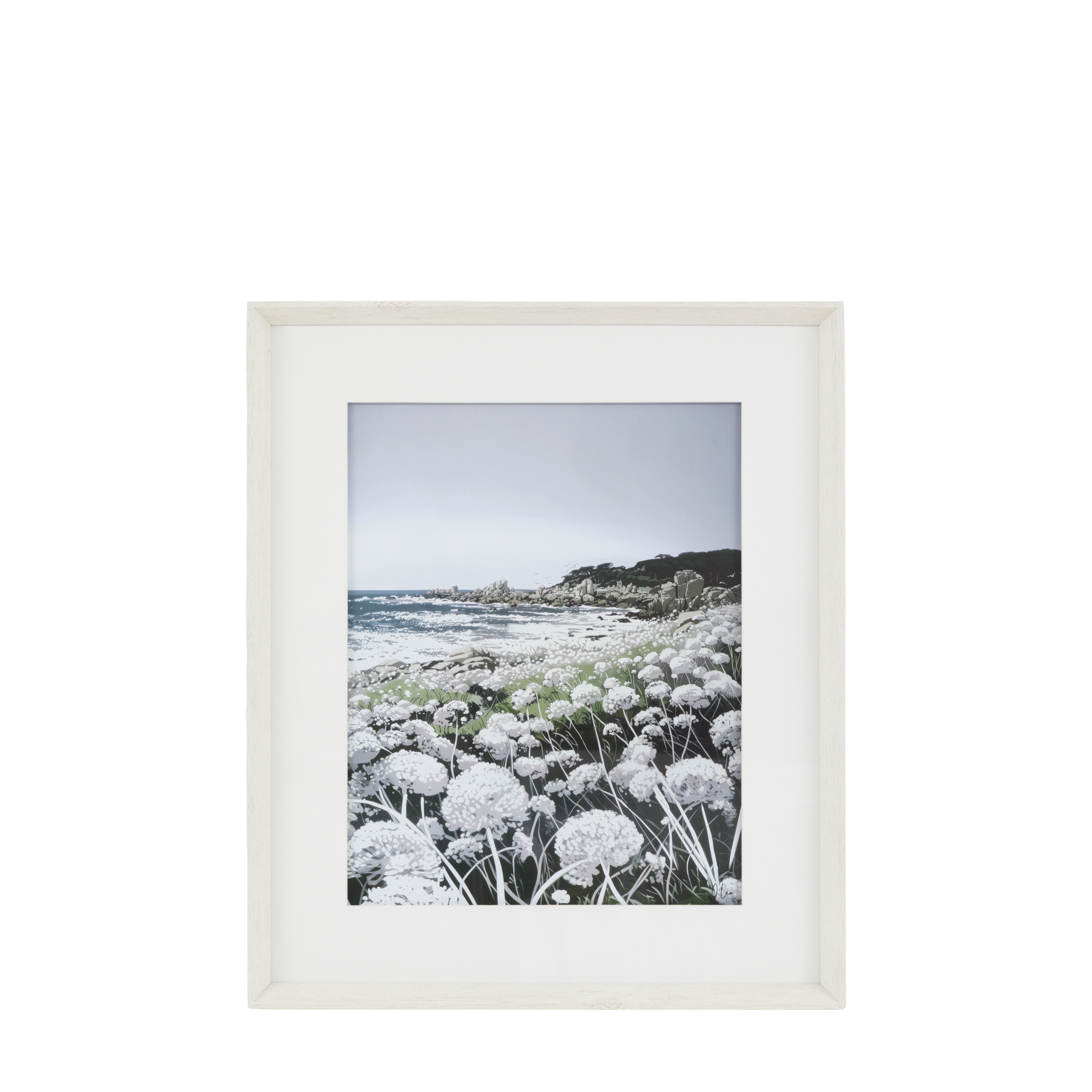 Obraz w ramie „Waves and Wild Flowers II” – biały, 55 × 4 × 65 cm