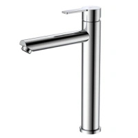 Bateria umywalkowa stojąca wysoka - nablatowa, chrom