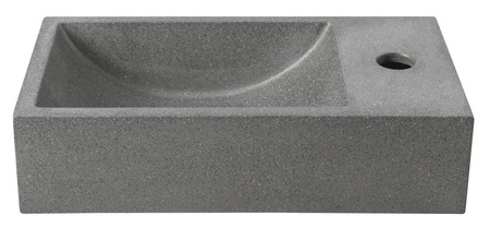 CREST R umywalka betonowa z korkiem, 40x22cm, czrany granit