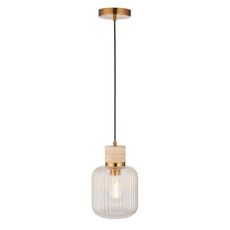 Travi Ribbed 1 Pendant Light Natural Travertine