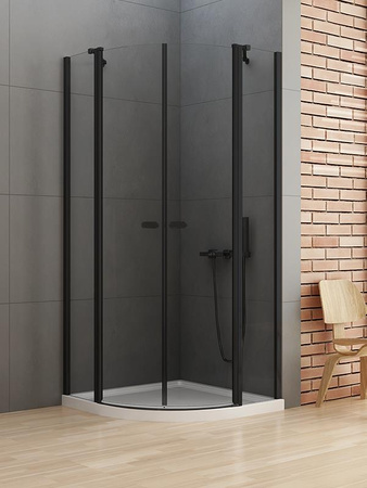 KABINA NEW SOLEO BLACK PÓŁOKRĄGŁA U 100x100x195 CZYSTE 6mm ACTIVE SHIELD