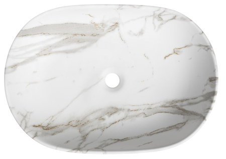 CALEO umywalka ceramiczna nabłatowa, 60x42cm, bianco carrara