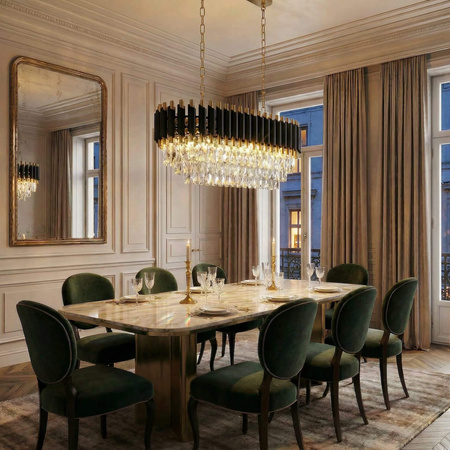 KLASYCZNY ŻYRANDOL KRYSZTAŁOWY CZARNO-ZŁOTY MAZINI PRO