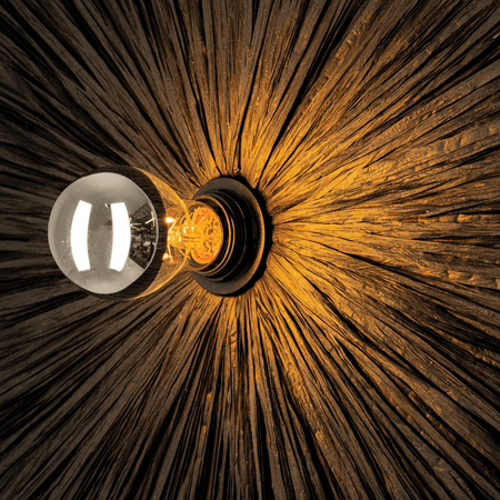 WALL LIGHT 1xE27 MAX 20W METAL - BLACK RATTAN