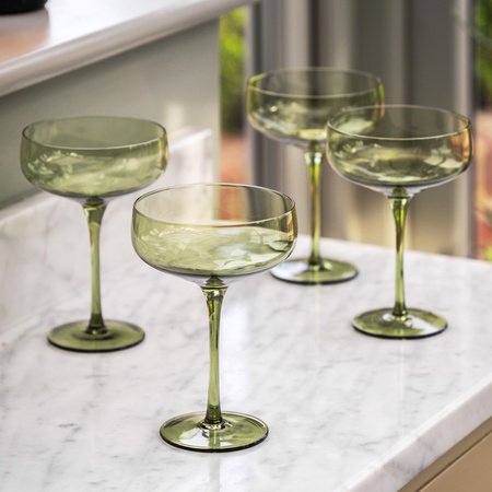 Coupe Glass Smokey Green (4pk) 113x113x150mm