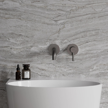 Y bateria umywalkowa podtynkowa, grafit szczotkowany