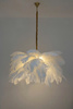 MOOSEE lampa wisząca TIFFANY 135 biała mosiądz / naturalne pióra
