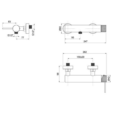 ULTRASAN bateria prysznicowa ścienna, czarny mat/chrom