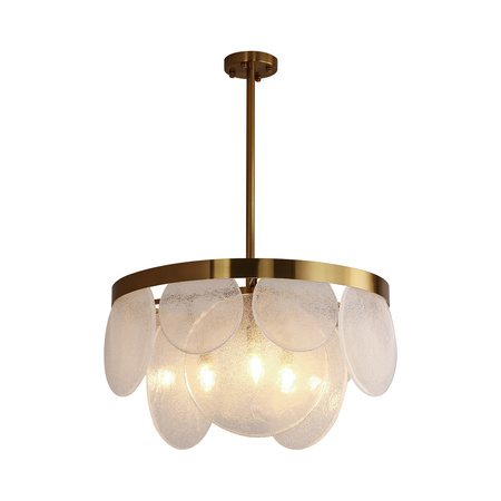 Lampa wisząca AURORA 60 cm - żyrandol mosiężny, szklany