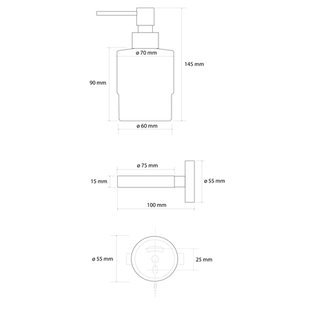 X-ROUND GUN METAL dozownik mydła 200ml, szkło mleczne, gun metal