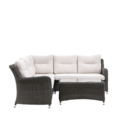 Zestaw ogrodowy narożny WINDSOR – sofa narożna + stolik, technorattan, 5 osób