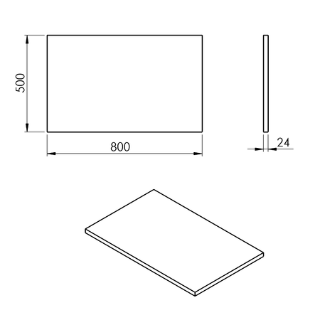 PLATO blat Rockstone 800x24x500mm, biały mat