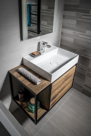 SKARA szafka pod umywalkę 80x49,5x46,5cm, czarny mat/dąb Collingwood