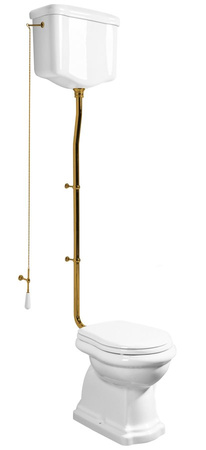 RETRO misa WC ze zbiornikiem, tylny odpływ, biały-brązowy