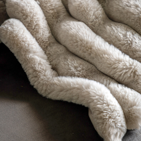 Ribbed Faux Fur Throw Natural 1300x1700mm