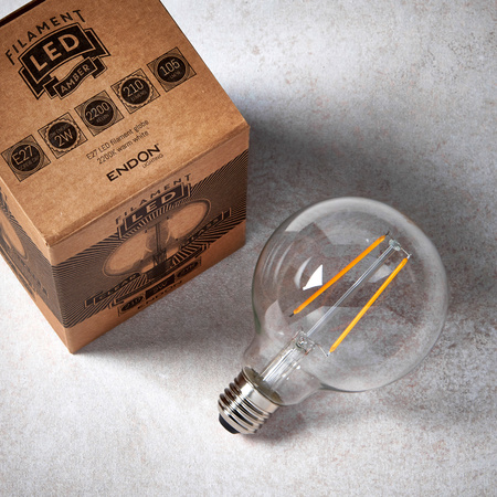 E27 LED Filament Globe 135x95mm Clear 2W
