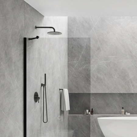 Y system prysznicowy podtynkowy, czarny półmat