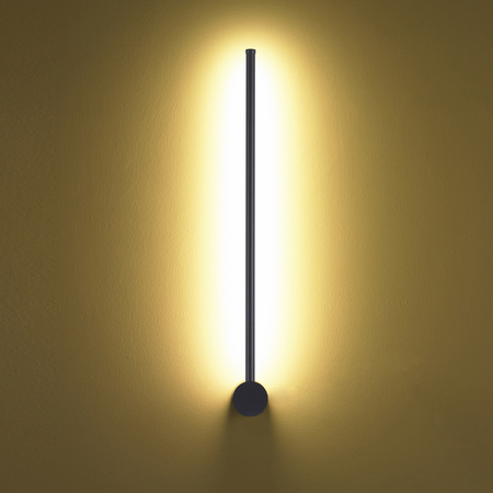 Lampa ścienna SPARO 60 cm - prosty, długi LED, metal, czarny