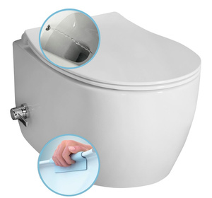 SENTIMENTI CLEANWASH WC wiszące, z dyszą bidetową i zaworem, Rimless, 36x51cm, biały
