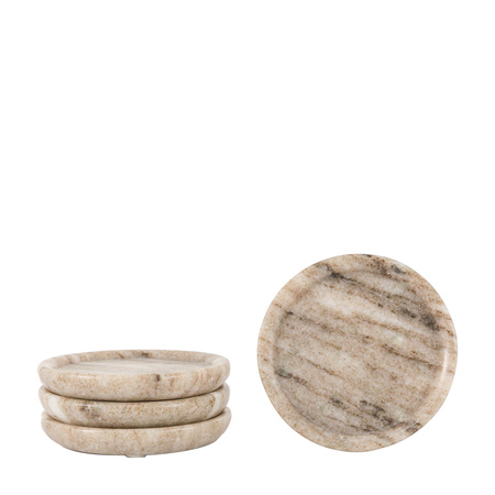 Novi Round Coasters S/4 Beige Marble 100x100x15mm