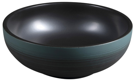 PRIORI umywalka ceramiczna nablatowa, średnica 41cm, czarny/zielony