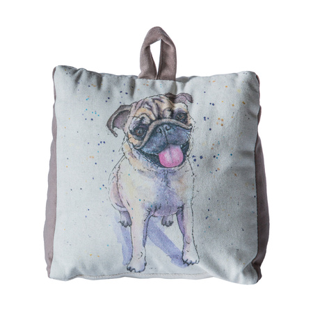 Pug Watercolour Doorstop Silver