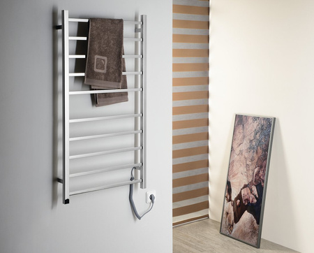 ESKINADO elektryczna suszarka na ręczniki, kwadratova, 620x1160 mm, 120 W, stal nierdzewna polerowana