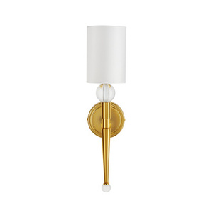 Lampa ścienna DAMA 52 cm-  złoty kinkiet z białym abażurem