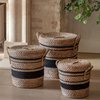 Linen Basket Nest Black Stripe S/3 D370mm