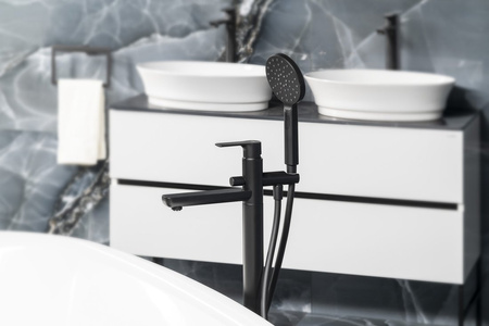 PAX bateria wannowa wolnostojąca, czarny mat