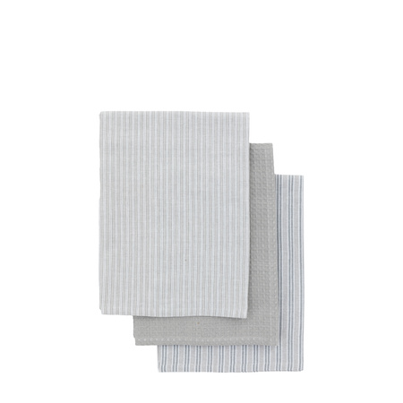 Woven Striped Tea Towel Grey S/3 500x700mm