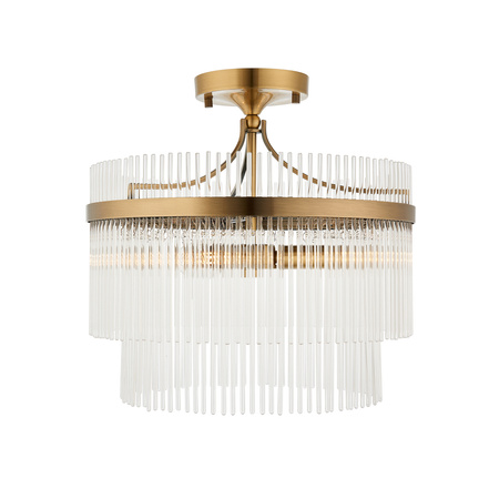Lampa sufitowa Marietta – 3-punktowa, antyczny mosiądz / przezroczysty, 40 × 40 × 39,5 cm