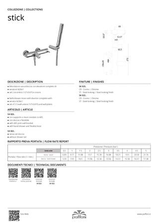 Bateria wannowa ścienna (korpus)-Paffoni/kolekcja Stick
