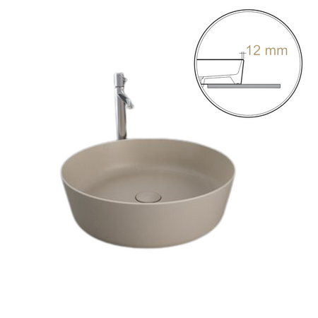 FEELING Umywalka nablatowa okrągła  42 cm cappuccino mat (514) (Wycofywana, starsza wersja rant 12mm)