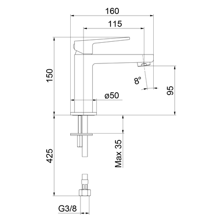 TURSI bateria umywalkowa, chrom