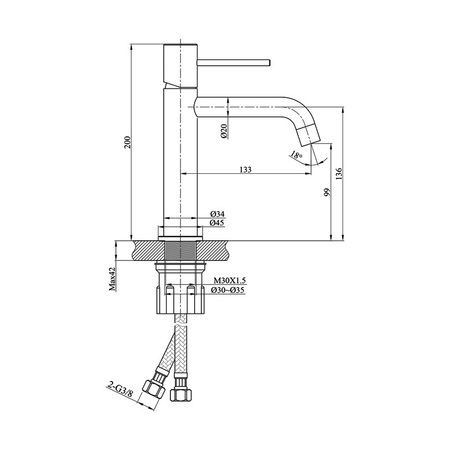 Bateria umywalkowa Orion Brushed Gold