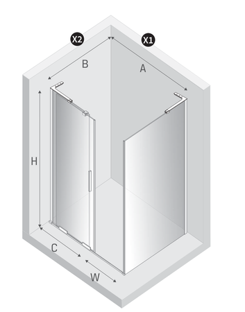 Kabina prysznicowa SMART BLACK 2D prostokątna U 80x80x200 szkło czyste 8mm Active Shield 2.0 -WSPORNIK KĄTOWY
