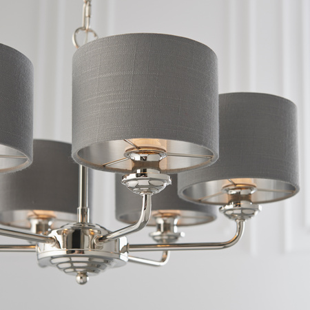 Highclere 6 Pendant Lght Nckel & Chrcoal 300-900mm