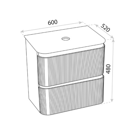 Szafka wisząca dwuszufladowa z blatem Vermont White 600