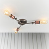 Lampa sufitowa Hal – 3-punktowa, postarzana miedź / postarzana cynowa, 35,5 × 50 × 13 cm