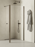 NZ2 Kabina prysznicowa NEW SOLEO GUNMETAL BRUSHED walk-in U 80x195 szkło czyste 6mm Active Shield 2.0