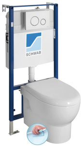 ABSOLUTE WC wiszące Rimless, ze stelażem podtynkowym i przyciskiem, biały